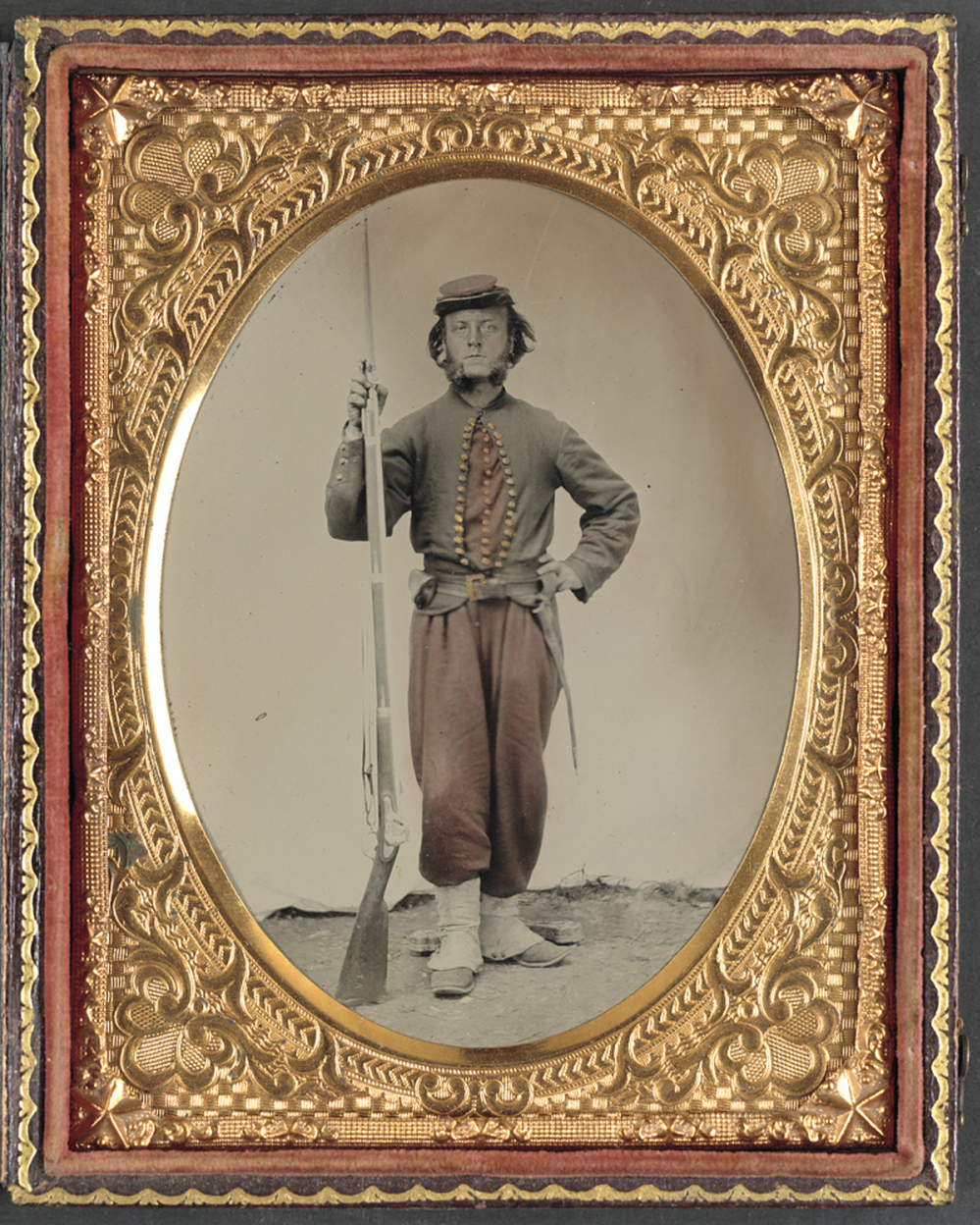 A Civil War soldier poses for a photograph, in this image contributed to the Library of Congress by Tom Liljenquist and his family.