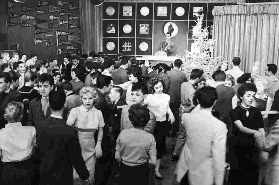 Dancing teens flock to Clark's American Bandstand after he took it national from Philadelphia's WFIL-TV in 1957. 