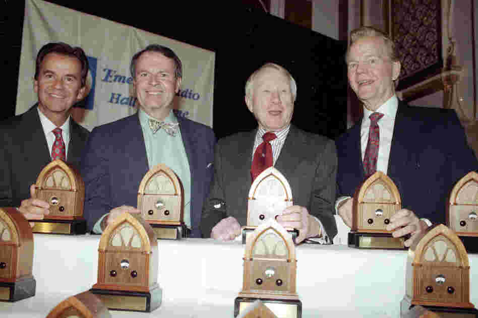 The eternally youthful Clark shares the stage at the Emerson Radio Hall of Fame in 1990 with fellow inductees (from left) Charles Osgood, Frank Stanton and Paul Harvey. 