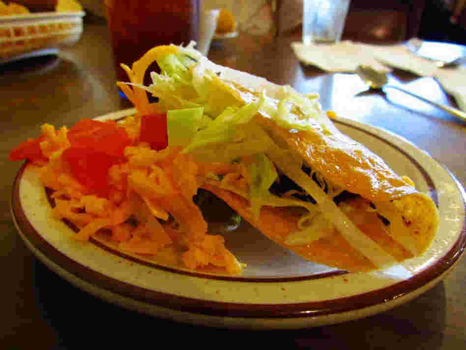 Crunchy tacos are one of the staple dishes served at Mitla Cafe in San Bernadino, Calif. Crunchy tacos are one of the staple dishes served at Mitla Cafe in San Bernadino, Calif.