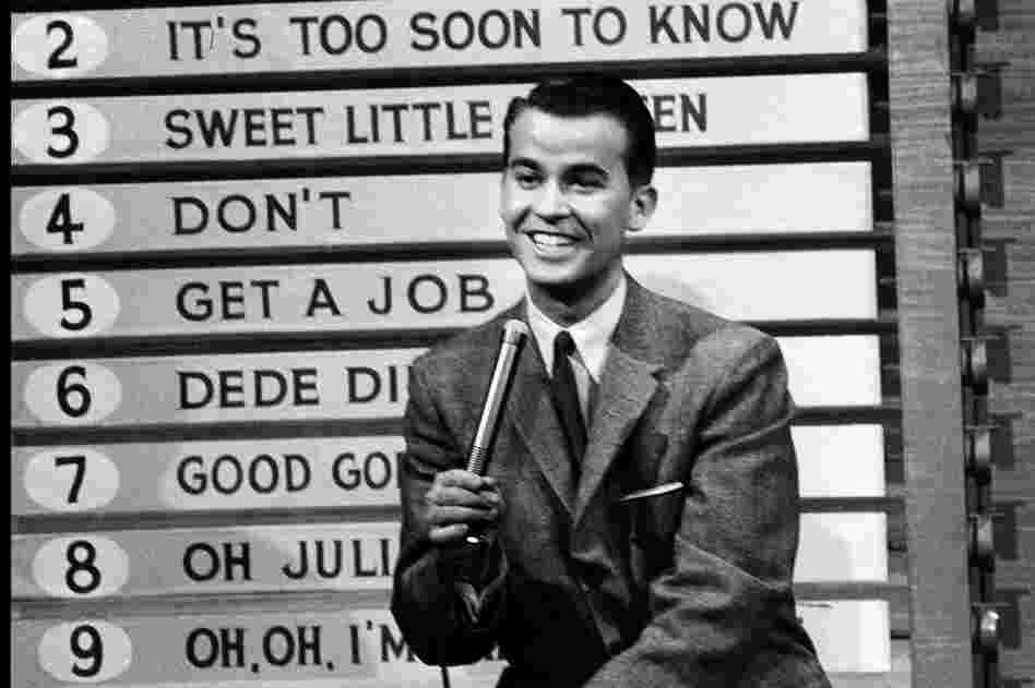 Pop culture icon Dick Clark died Wednesday at age 82. He started his career as a college disc jockey and went on to shape the way America viewed music, TV game shows and New Year's Eve. Here, he hosts American Bandstand in 1958. 