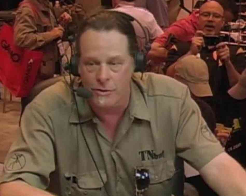 Ted Nugent, during his appearance at the NRA convention over the weekend in St. Louis. Ted Nugent, during his appearance at the NRA convention over the weekend in St. Louis.