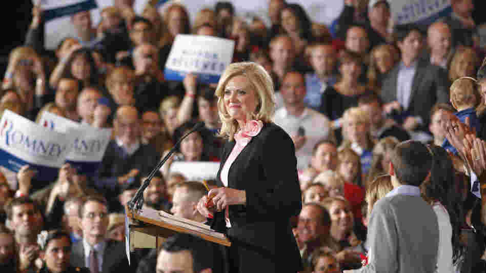Ann Romney, wife of Republican presidential candidate Mitt Romney, speaks at his Nevada caucus victory celebration in Las Vegas on Feb. 4.