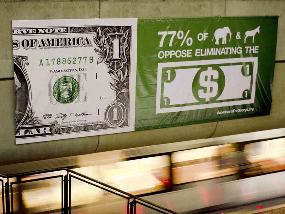 An advertisement for AmericansForGeorge.org is displayed in the Washington, D.C. metro. An advertisement for AmericansForGeorge.org is displayed in the Washington, D.C. metro.