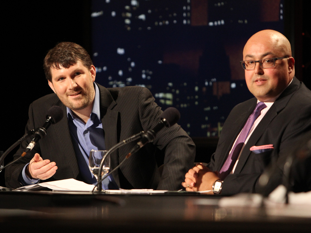 Eli Pariser (left) and Siva Vaidhyanathan argued that "When It Comes To Politics, The Internet Is Closing Our Minds."