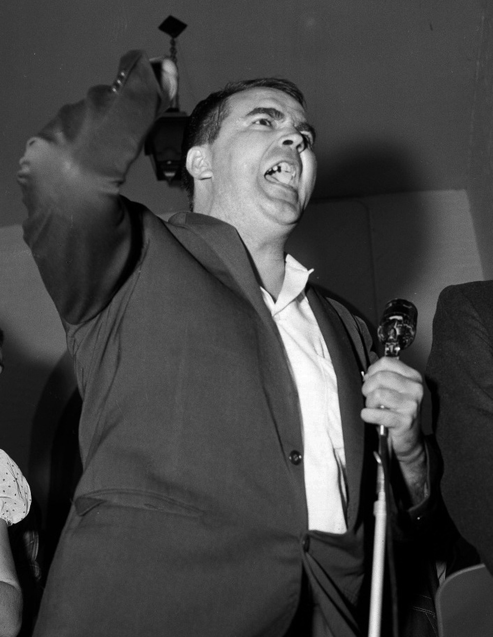 White Citizens' Council leader Asa Earl Carter denounces school integration in Clinton, Tenn., on Aug. 31, 1956.