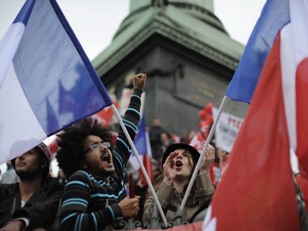 An estimated 100,000 Melanchon supporters gathered to hear the candidate speak at a rally at Paris' Bastille monument last month.