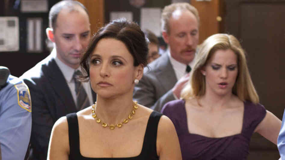 Julia Louis-Dreyfus and her staff, including Tony Hale and Anna Chlumsky, in Veep. Julia Louis-Dreyfus and her staff, including Tony Hale and Anna Chlumsky, in Veep.
