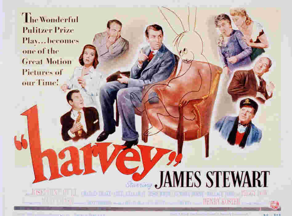 A poster from the 1950 Universal movie Harvey, starring James Stewart.