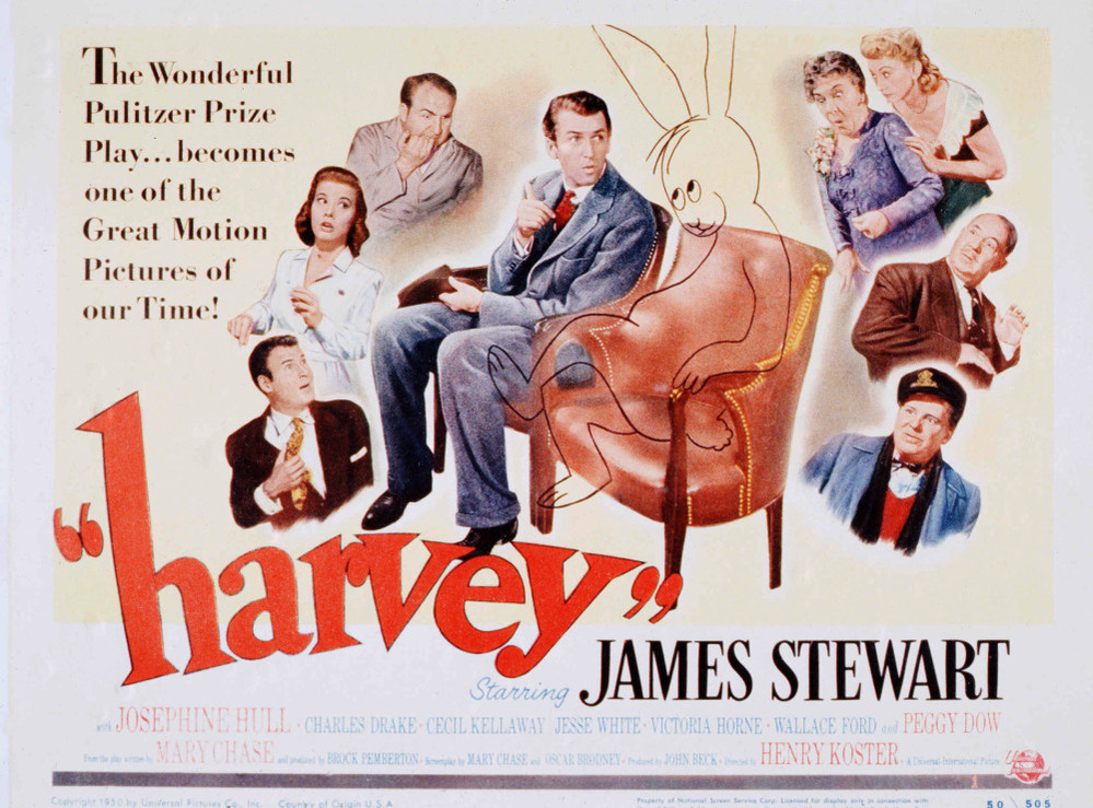 A poster from the 1950 Universal movie Harvey, starring James Stewart.