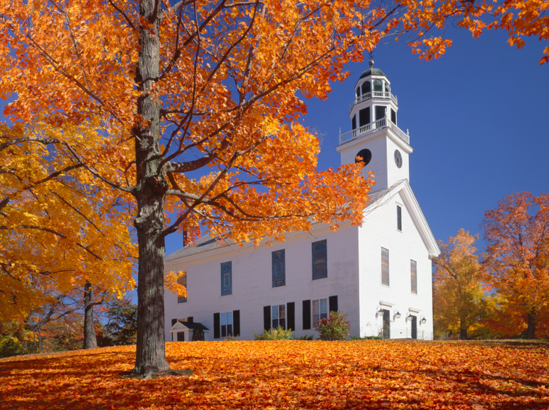 Country church in fall.