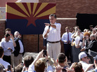 Republican presidential candidate and former Massachusetts Gov. Mitt Romney speaks at a campaign rally in Tempe, Ariz., on Friday. Republican presidential candidate and former Massachusetts Gov. Mitt Romney speaks at a campaign rally in Tempe, Ariz., on Friday.