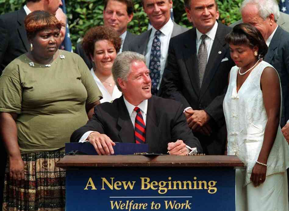 President Clinton prepares to sign legislation overhauling America's welfare system at the White House Rose Garden on Aug. 22, 1996. Today, the ranks of the nation's poor have swelled to a record 46.2 million — nearly 1 in 6 Americans — as the prolonged pain of the recession leaves millions still struggling and out of work. President Clinton prepares to sign legislation overhauling America's welfare system at the White House Rose Garden on Aug. 22, 1996. Today, the ranks of the nation's poor have swelled to a record 46.2 million — nearly 1 in 6 Americans — as the prolonged pain of the recession leaves millions still struggling and out of work.