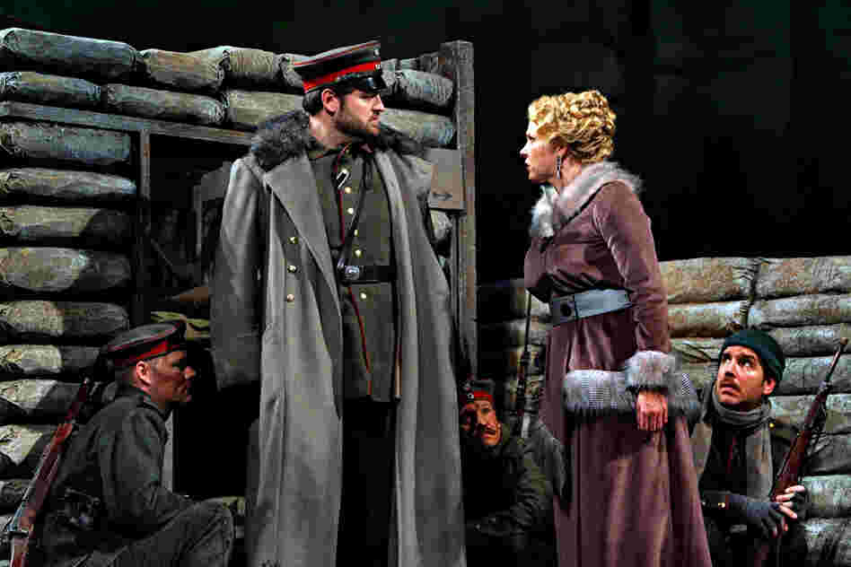 Anna Sørensen (Karin Wolverton) tells the German Lieutenant Horstmayer that she and her lover, Nicholas Sprink, are prepared to defect and turn themselves into the French as prisoners of war.