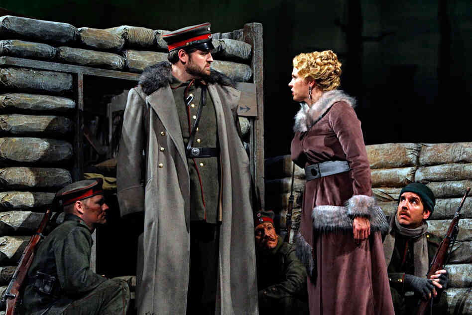 Anna Sørensen (Karin Wolverton) tells the German Lieutenant Horstmayer that she and her lover, Nicholas Sprink, are prepared to defect and turn themselves into the French as prisoners of war.