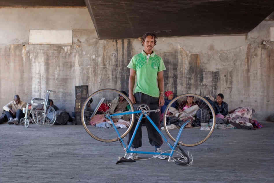 Henry Nxumalo: "I was brought here by social workers because of circumstances of life, home problems and so on, so I came here to Cape Town and I found myself on the streets. Things are not going very well actually, but bicycle riding is one of my dreams. ... This bike is called Roro. I named it after my son."