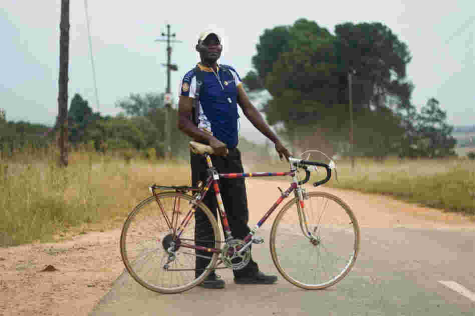 Melusi Ndlovu: "I like to be in competition racing; I feel strong on this bike. I'm going to work now, working as a security guard. I use the bicycle everyday. Bought it from another guy. His employer gave it to him. Now I've had it for two years."