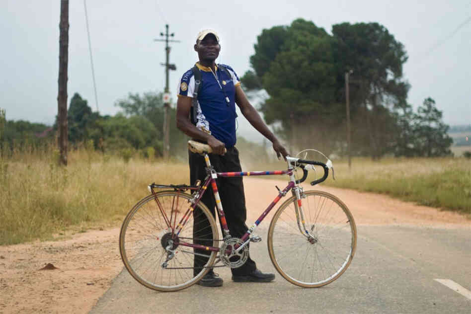 Melusi Ndlovu: "I like to be in competition racing; I feel strong on this bike. I'm going to work now, working as a security guard. I use the bicycle everyday. Bought it from another guy. His employer gave it to him. Now I've had it for two years."