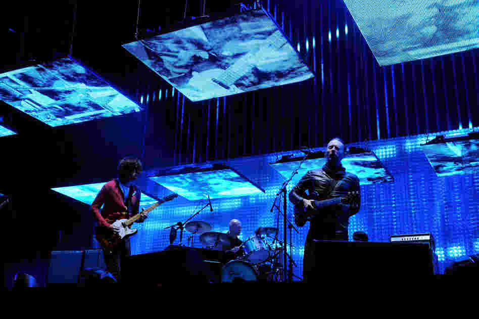 Radiohead's headlining set on April 14 featured many songs from their album The King of Limbs, and an excellent ponytail on the head of singer Thom Yorke (right). 