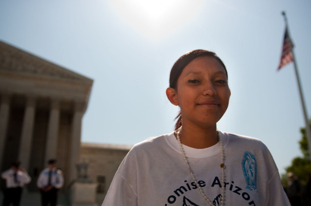 Rosa Cabezas traveled from Mesa, Ariz., to demonstrate against the law she says unfairly targeted her father.