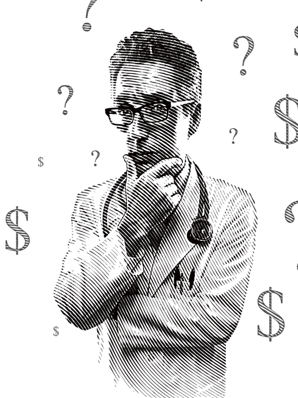 Doctor mulls his pay.