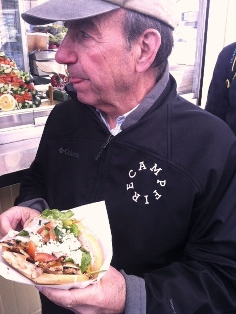 Food writer, Calvin Trillin, eats doener at Mustafa's Gemuesekebab on Mehringdamm.