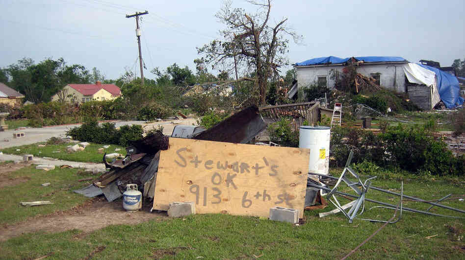 The Stewart house, taken from the same angle, after the tornado.