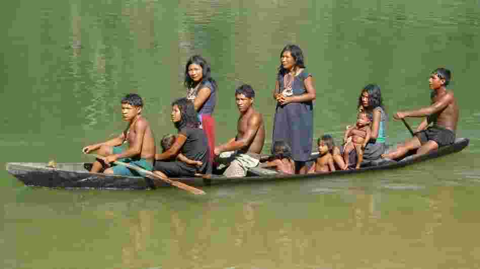 The Pirahã people live along the Maici River in Brazil's Amazon region.