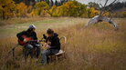 Martha Scanlan performs with Jon Neufeld in a meadow at the ranch where she works. Martha Scanlan performs with Jon Neufeld in a meadow at the ranch where she works.