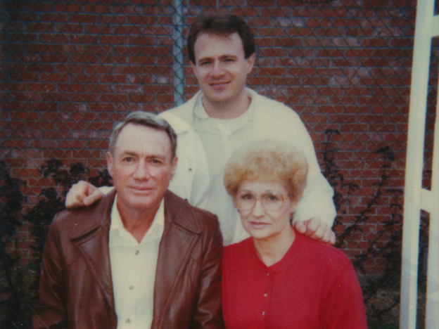 Michael Morton (center) and his parents early on in his prison sentence.