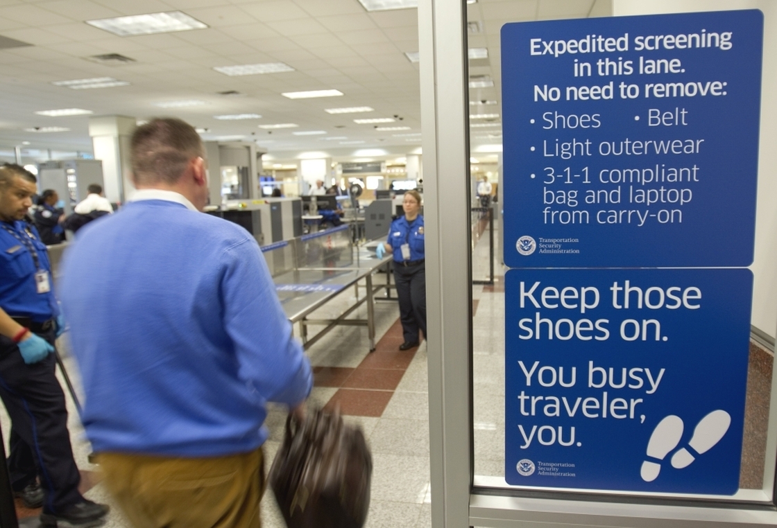 The expedited security line at Hartsfield-Jackson International Airport in Atlanta.
