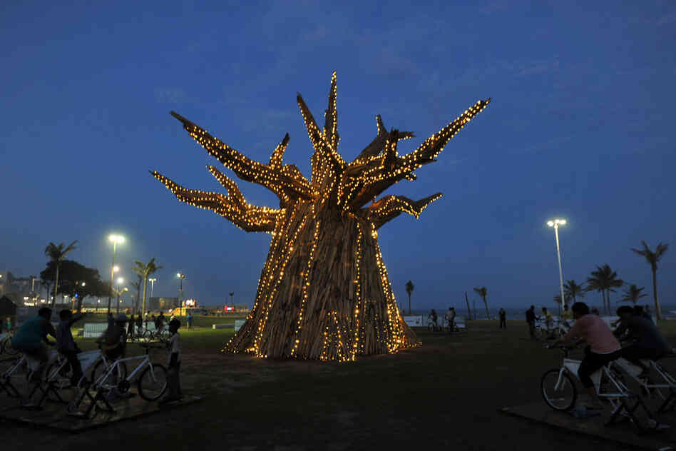 Who doesn't love baobabs? They're just awesome. This one is lit up in South Africa, 2011. 