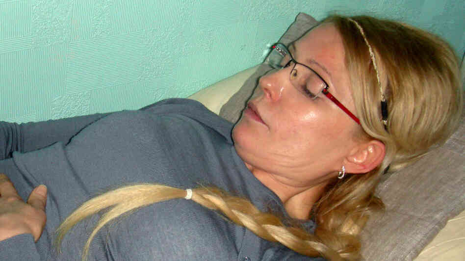 A picture taken on April 25 shows jailed opposition leader Yulia Tymoshenko in the Kachanivska penitentiary colony for women in Kharkiv. A picture taken on April 25 shows jailed opposition leader Yulia Tymoshenko in the Kachanivska penitentiary colony for women in Kharkiv.
