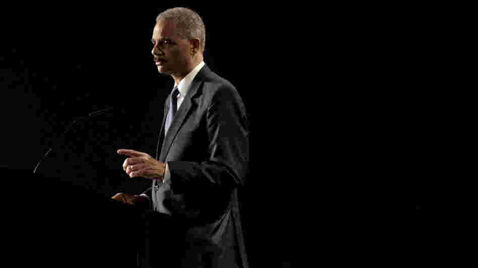 Attorney General Eric Holder, shown speaking at the 2012 National Law Enforcement Training on Child Exploitation earlier this month, tells NPR he's achieved his highest goal: leading a Justice Department that shaped him as a lawyer and as a person. Attorney General Eric Holder, shown speaking at the 2012 National Law Enforcement Training on Child Exploitation earlier this month, tells NPR he's achieved his highest goal: leading a Justice Department that shaped him as a lawyer and as a person.