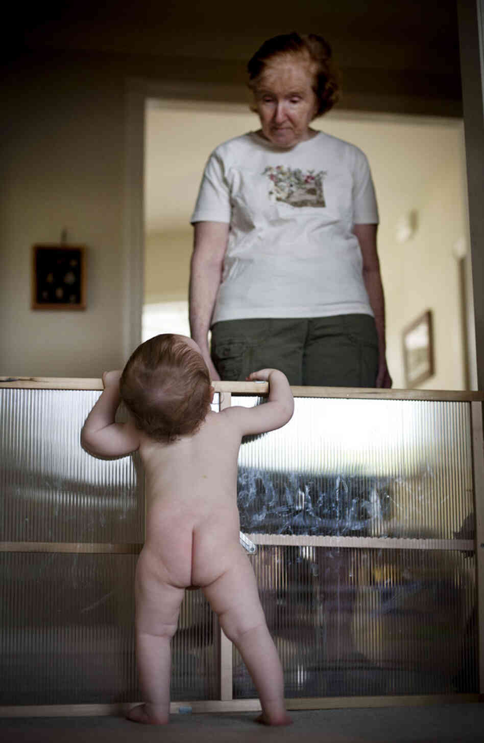 Nathan, 11 months, and his grandmother Patricia Peltier.