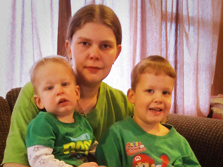 Lori Duff with her baby, Henry, and other son, Logan, at home in Columbus, Ohio. Lori Duff with her baby, Henry, and other son, Logan, at home in Columbus, Ohio.