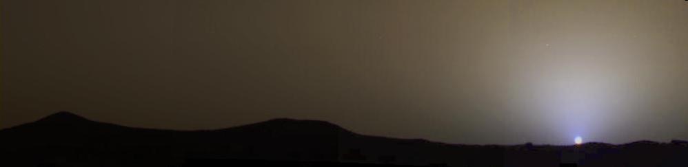 A sunset on Mars captured by the Mars Pathfinder mission.