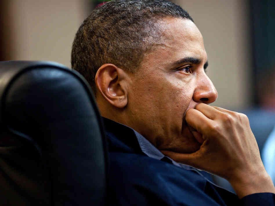 President Obama in the White House Situation Room during the Osama bin Laden mission.