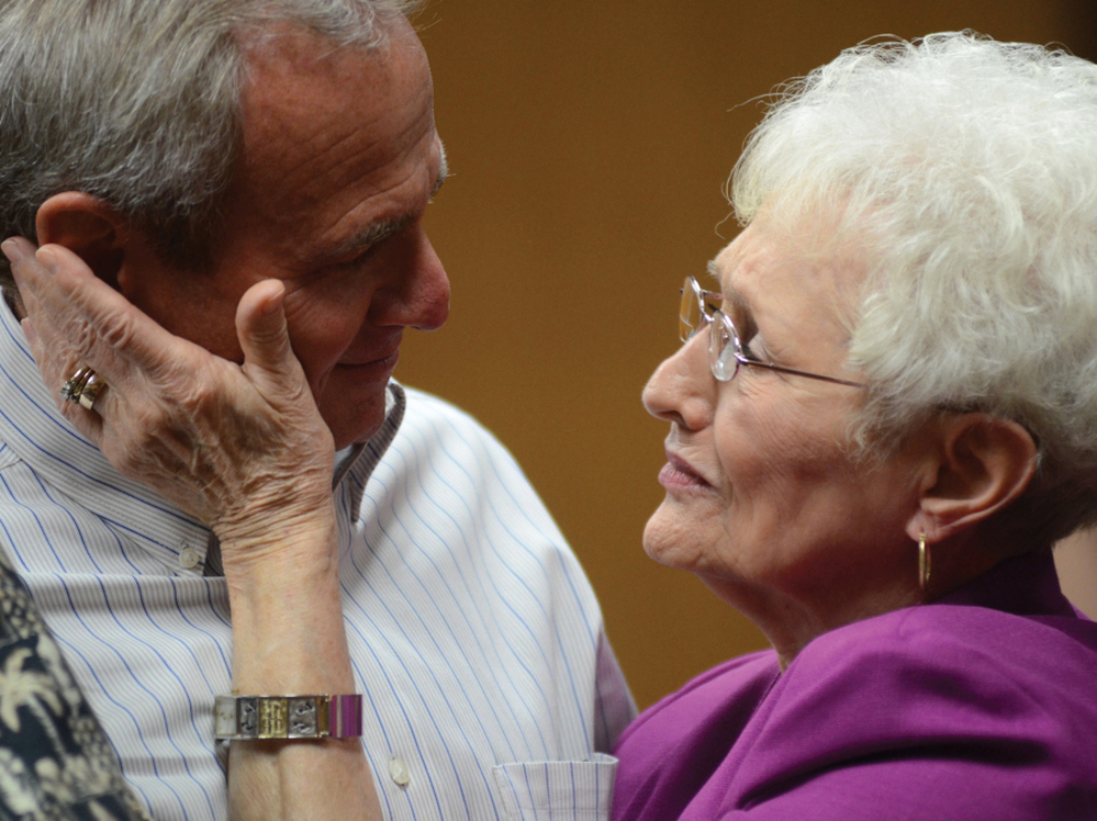 Michael Morton and his mother, Patricia Morton, in October after a judge announced him free on bond after nearly 25 years in prison for a wrongful conviction.