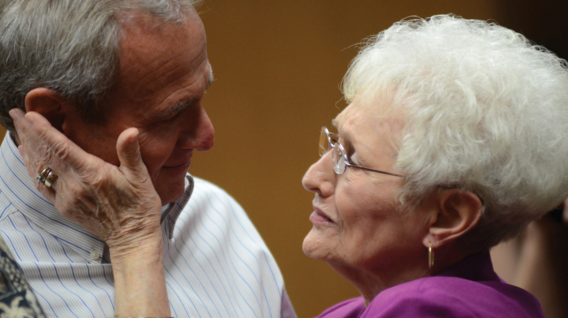 Michael Morton and his mother, Patricia Morton, in October after a judge announced him free on bond after nearly 25 years in prison for a wrongful conviction.