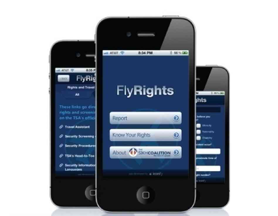 The FlyRights mobile app, created by The Sikh Coalition, will be available for download on Androids and iPhones starting Monday, April 30. The FlyRights mobile app, created by The Sikh Coalition, will be available for download on Androids and iPhones starting Monday, April 30.