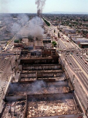 Smoke covers Los Angeles Thursday, April 30, 1992, as fires from the riots burn out of control. Smoke covers Los Angeles Thursday, April 30, 1992, as fires from the riots burn out of control.