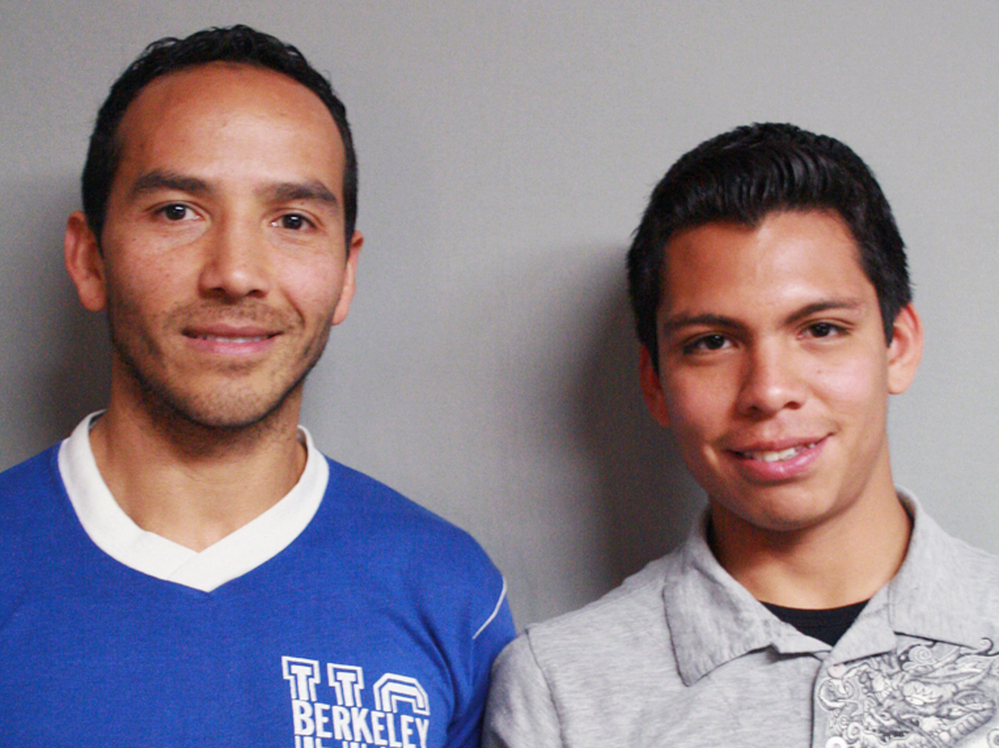 Carlos Vicarra (left) taught Jose Catalan at a Los Angeles high school. Catalan is now studying to become a teacher himself.