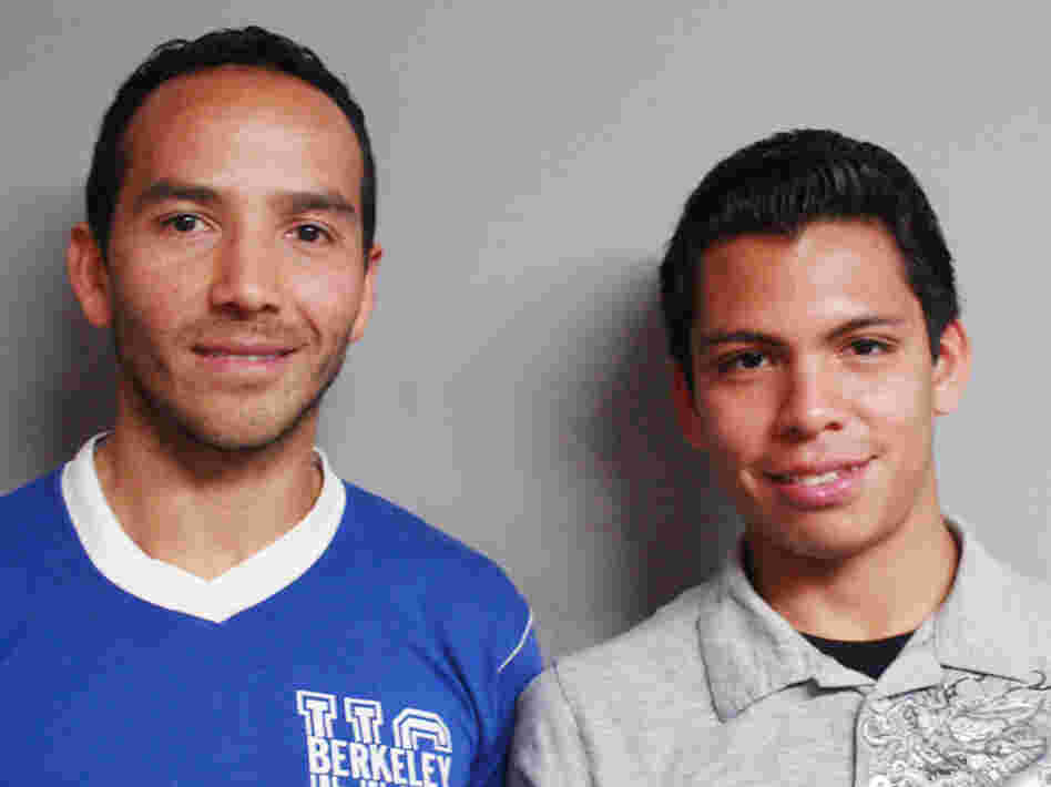 Carlos Vicarra (left) taught Jose Catalan at a Los Angeles high school. Catalan is now studying to become a teacher himself.