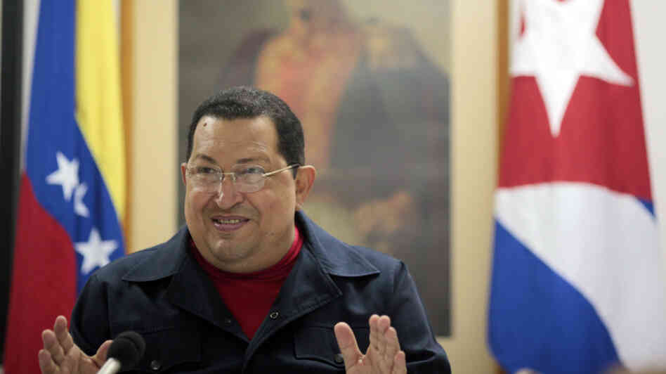 Venezuelan President Hugo Chavez speaking during a TV program in Havana on March 4.