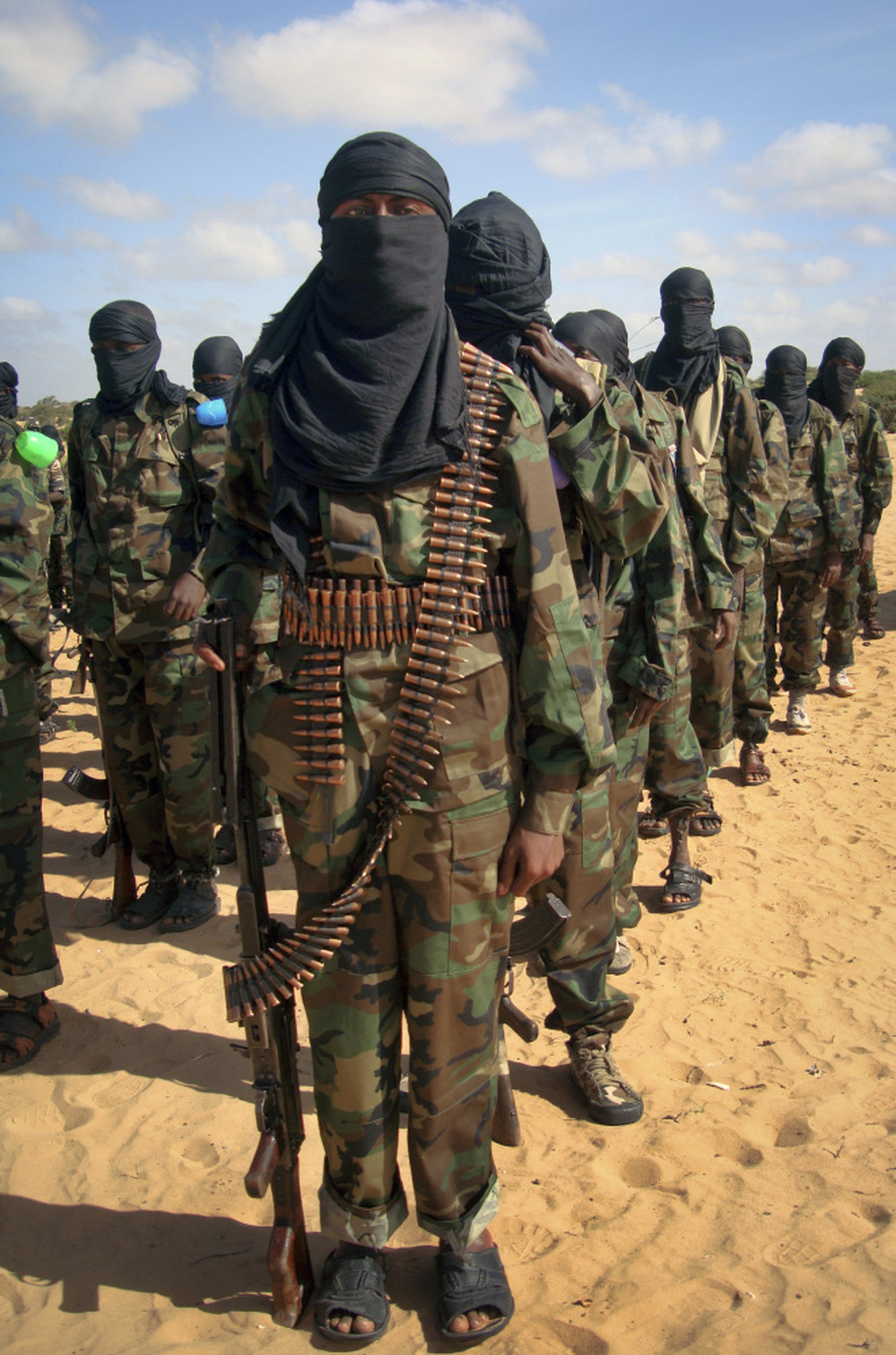 Thousands of Somalis gathered at a militant-organized demonstration on the outskirts of Mogadishu, Somalia, in support of the merger of the Somali militant group al-Shabab with al-Qaida, which was announced in February by al-Qaida leader Ayman al-Zawahiri.