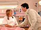 Jennifer Aniston and David Schwimmer appear in the baby birth episode of NBC's Friends. Jennifer Aniston and David Schwimmer appear in the baby birth episode of NBC's Friends.