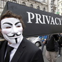Demonstrators with Guy Fawkes masks protest changing privacy policies on March 31, in Vienna. Demonstrators with Guy Fawkes masks protest changing privacy policies on March 31, in Vienna.