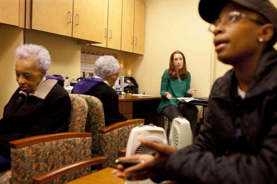 Yolanda speaks to a specialist during one of the many routine doctors' appointments.