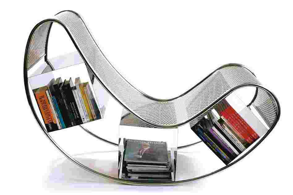 Dondola: A particularly curvy rocking chair designed by Pucci de Rossi features book storage areas under the seat.
